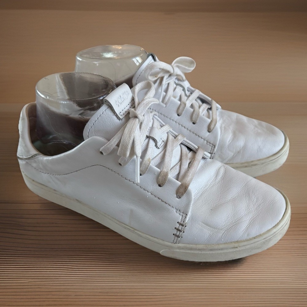 Olukai Pehuea Li Ili Womens 9 White Leather Sneakers Casual Comfort $130